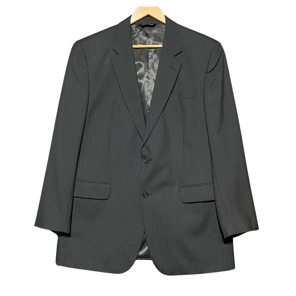Jos‎ A Bank Executive Collection 44L Black Pinstripe 100% Wool Blazer Jacket